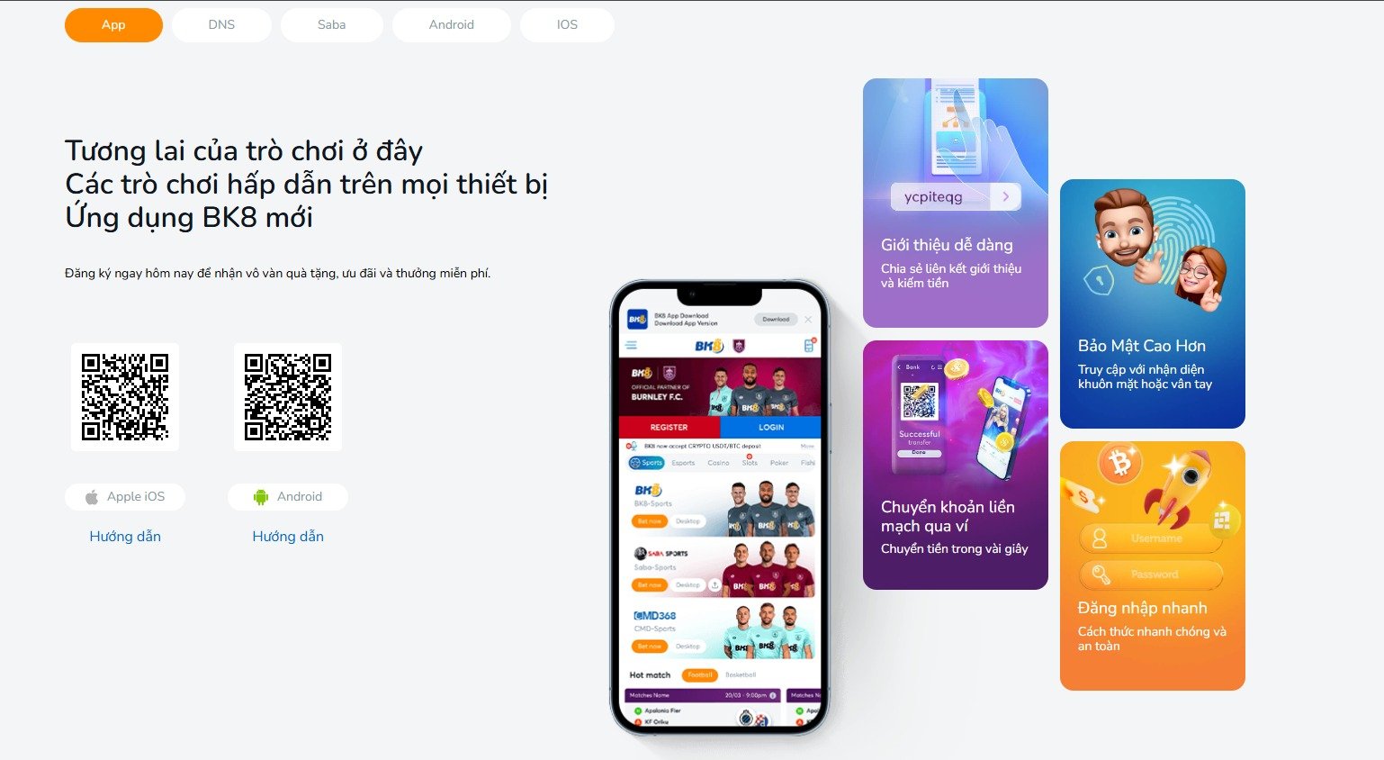 Trải nghiệm mượt mà sau khi tải BK8 cho IOS/APK